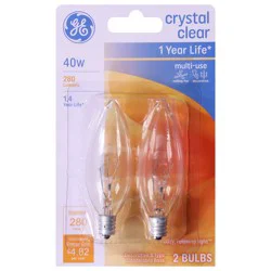 GE 40 Watt Crystal Clear Light Bulbs 2 ea