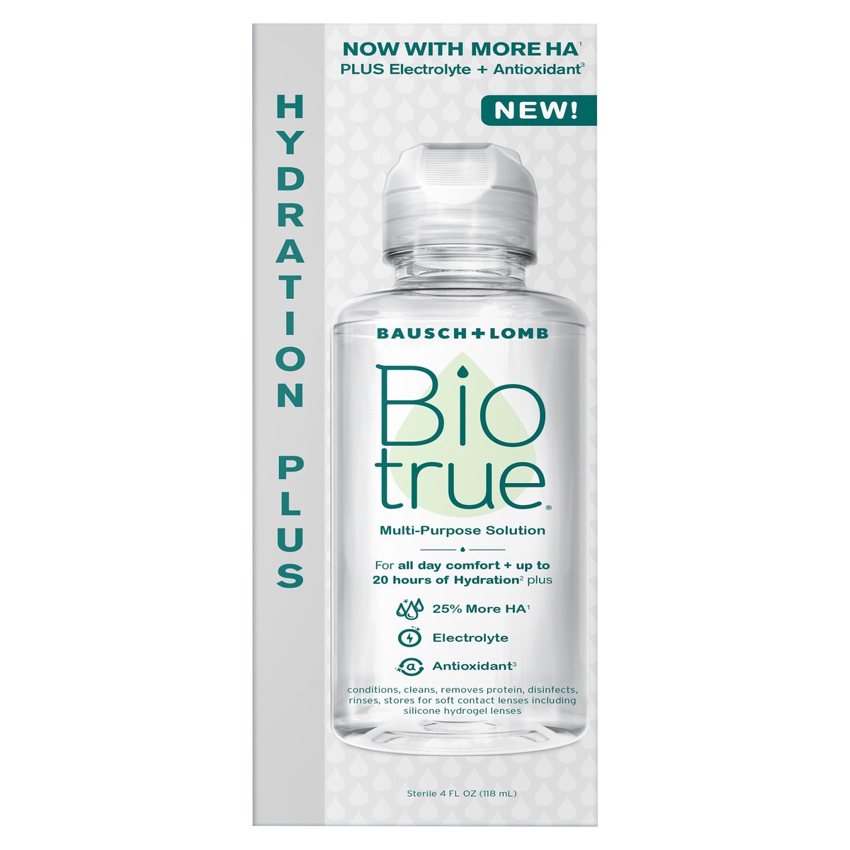 slide 1 of 7, Biotrue Hydration Plus Multi-Purpose Solution for Soft Contact Lenses, 4 fl oz, 4 fl oz
