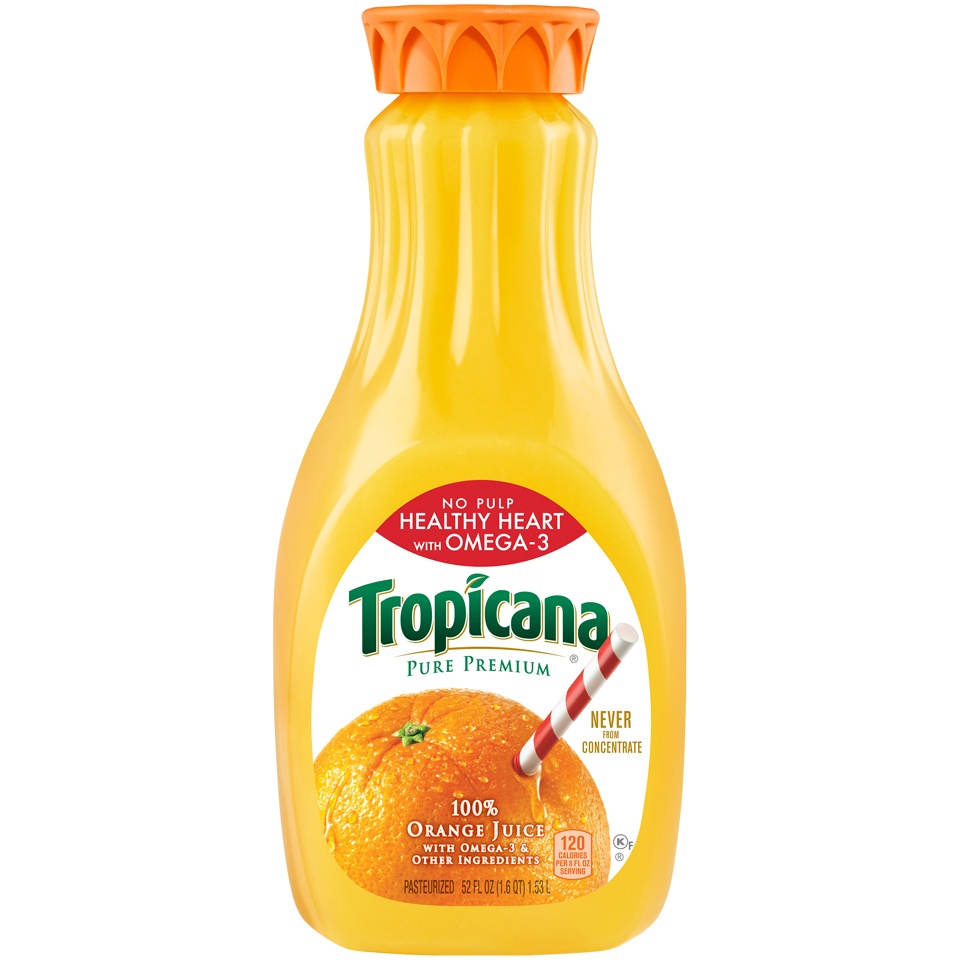 slide 1 of 3, Tropicana Pure Premium Healthy Heart Orange Juice With Omega3 100% Juice - 52 fl oz, 52 fl oz