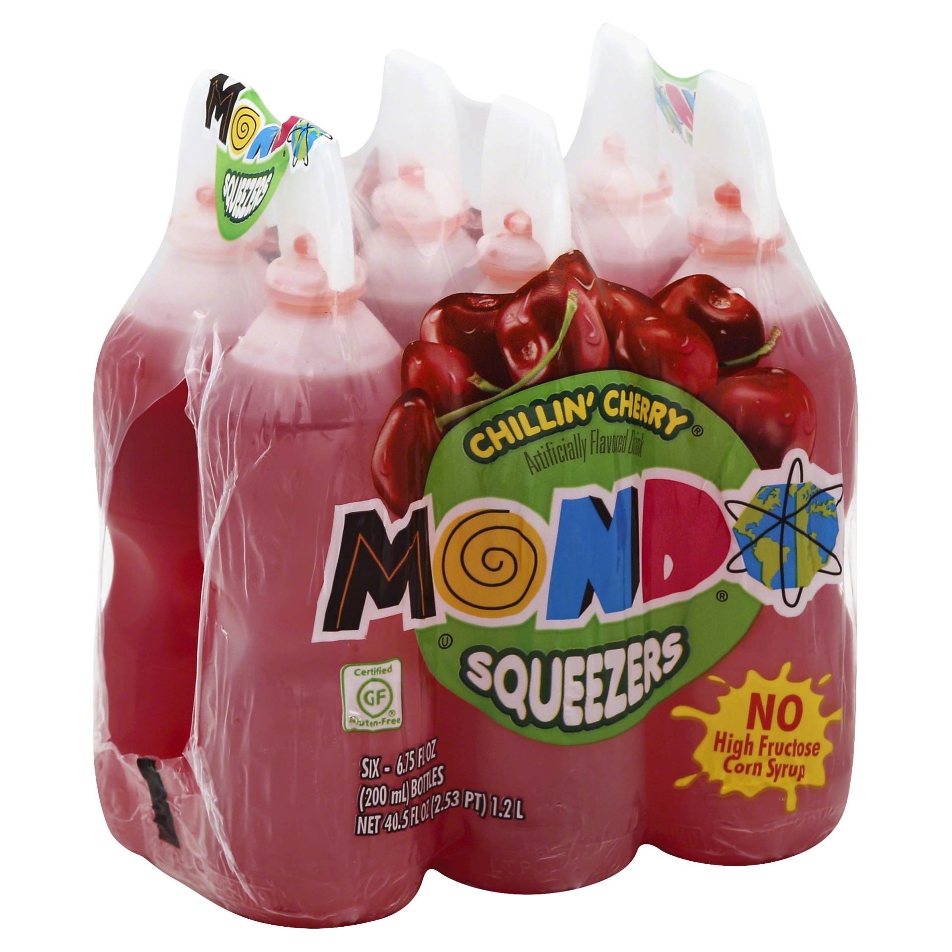 slide 1 of 4, Mondo Chillin' Cherry Fruit Squeezers, 6 ct; 6.75 fl oz