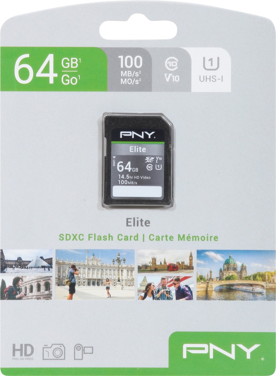 slide 7 of 9, PNY 64 GB Elite SDXC Flash Card 1 ea, 64 GB