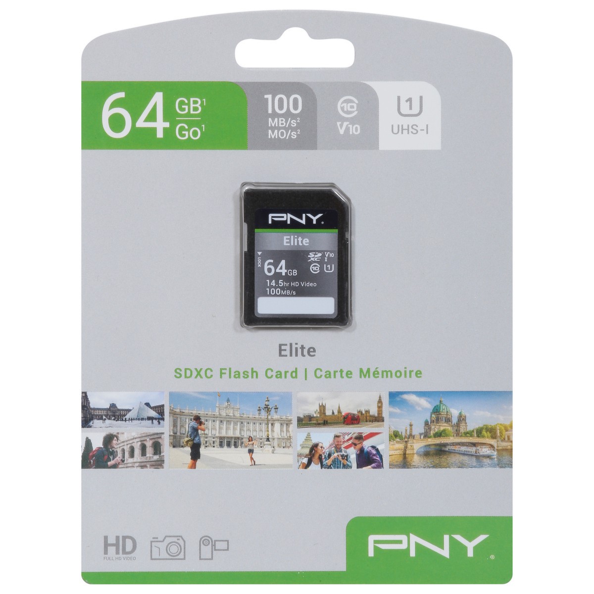 slide 1 of 9, PNY 64 GB Elite SDXC Flash Card 1 ea, 64 GB