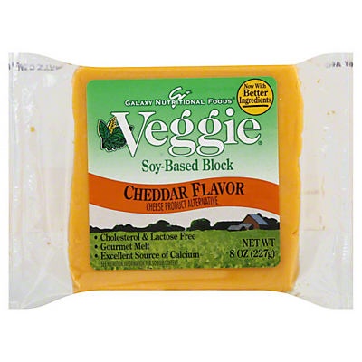slide 1 of 1, GO VEGGIE Galaxy Nutritional Foods Veggie Cheddar Flavor Soy Based Block, 8 oz
