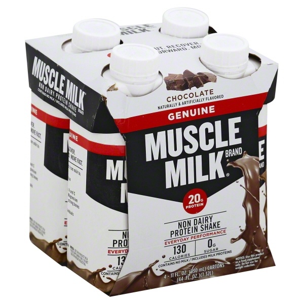 slide 1 of 1, Muscle Milk Protein Nutrition Drink Chocolate, 4 ct; 44 oz