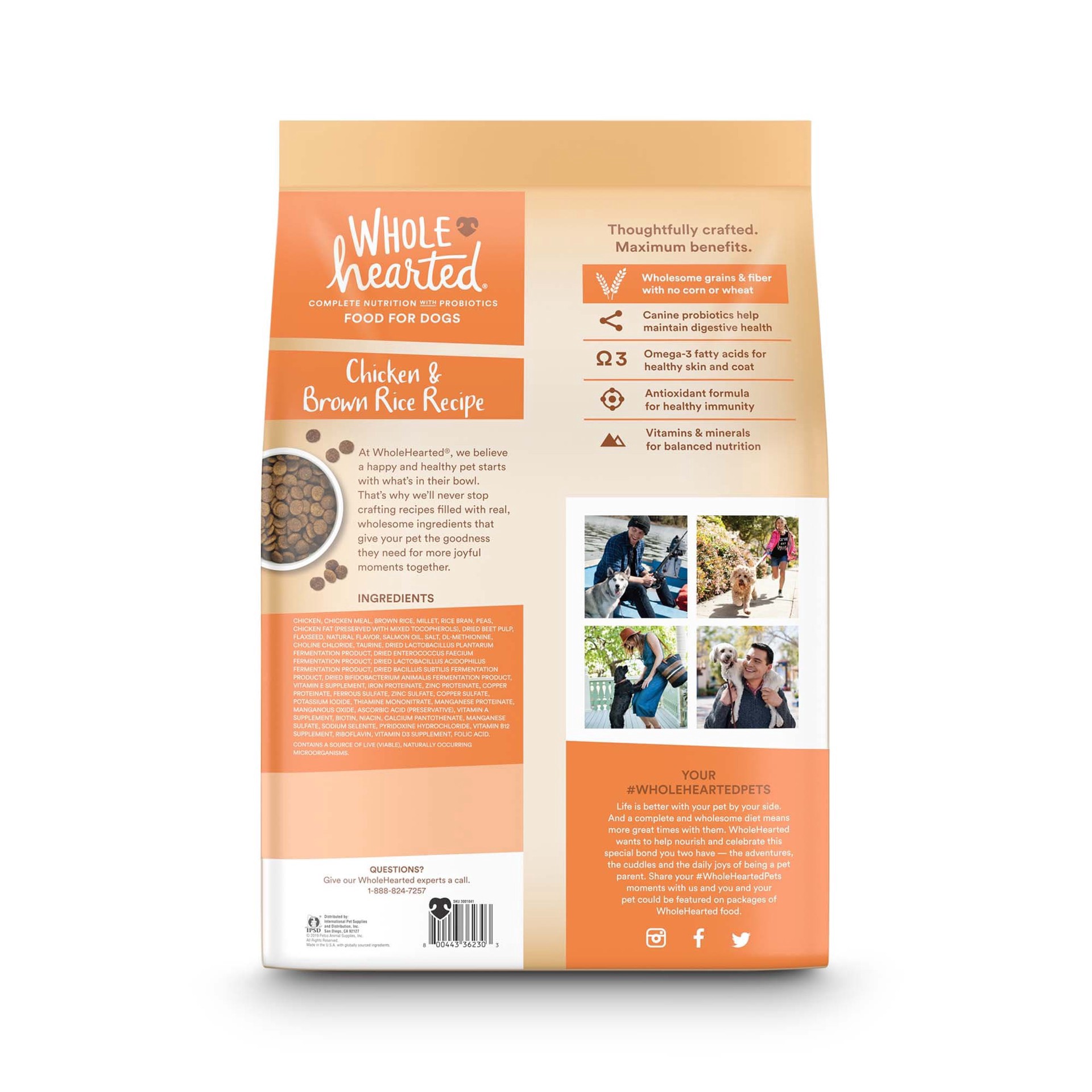 slide 2 of 3, WholeHearted All Life Stages Chicken and Brown Rice Recipe Dry Dog Food, 45 lb