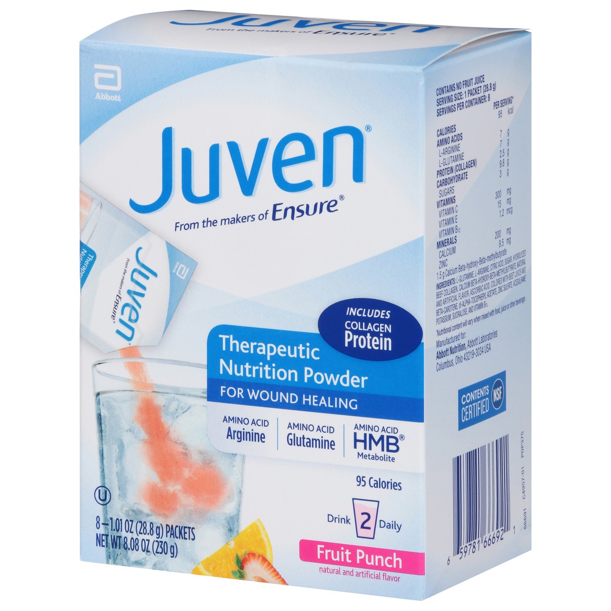 slide 6 of 9, Juven Therapeutic Nutrition Powder For Wound Healing, Fruit Punch, 8 Ct, 8 ct