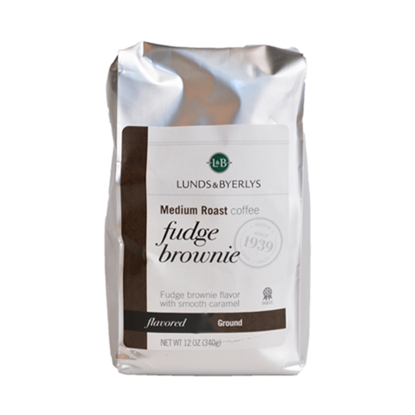 slide 1 of 1, L&B Ground Fudge Brownie Coffee, 12 oz
