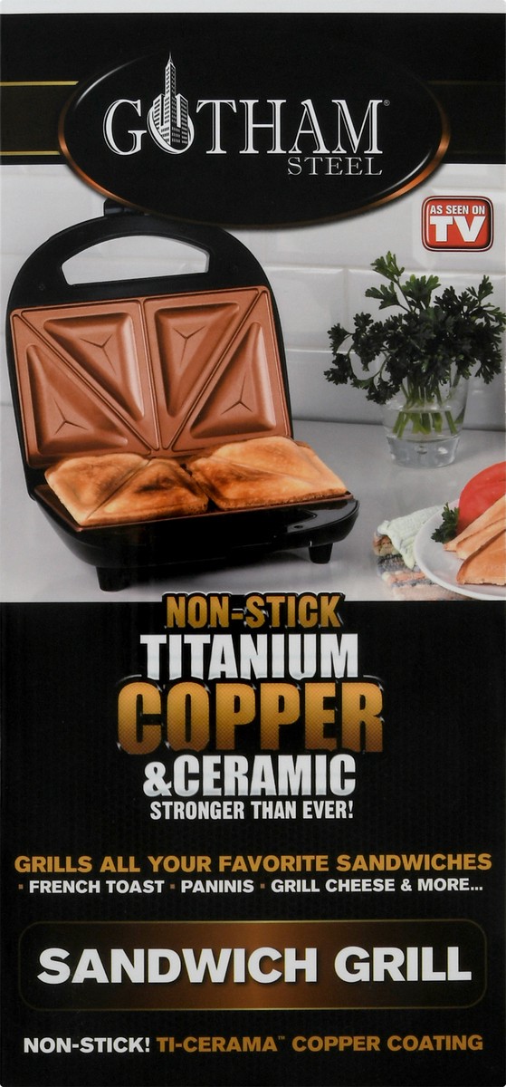 slide 5 of 9, Gotham Steel Non-Stick Titanium Copper & Ceramic Sandwich Grill 1 ea, 1 ct