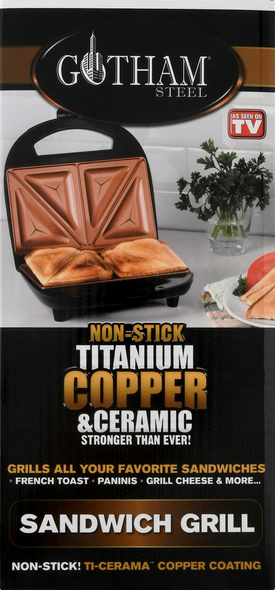 slide 8 of 9, Gotham Steel Non-Stick Titanium Copper & Ceramic Sandwich Grill 1 ea, 1 ct