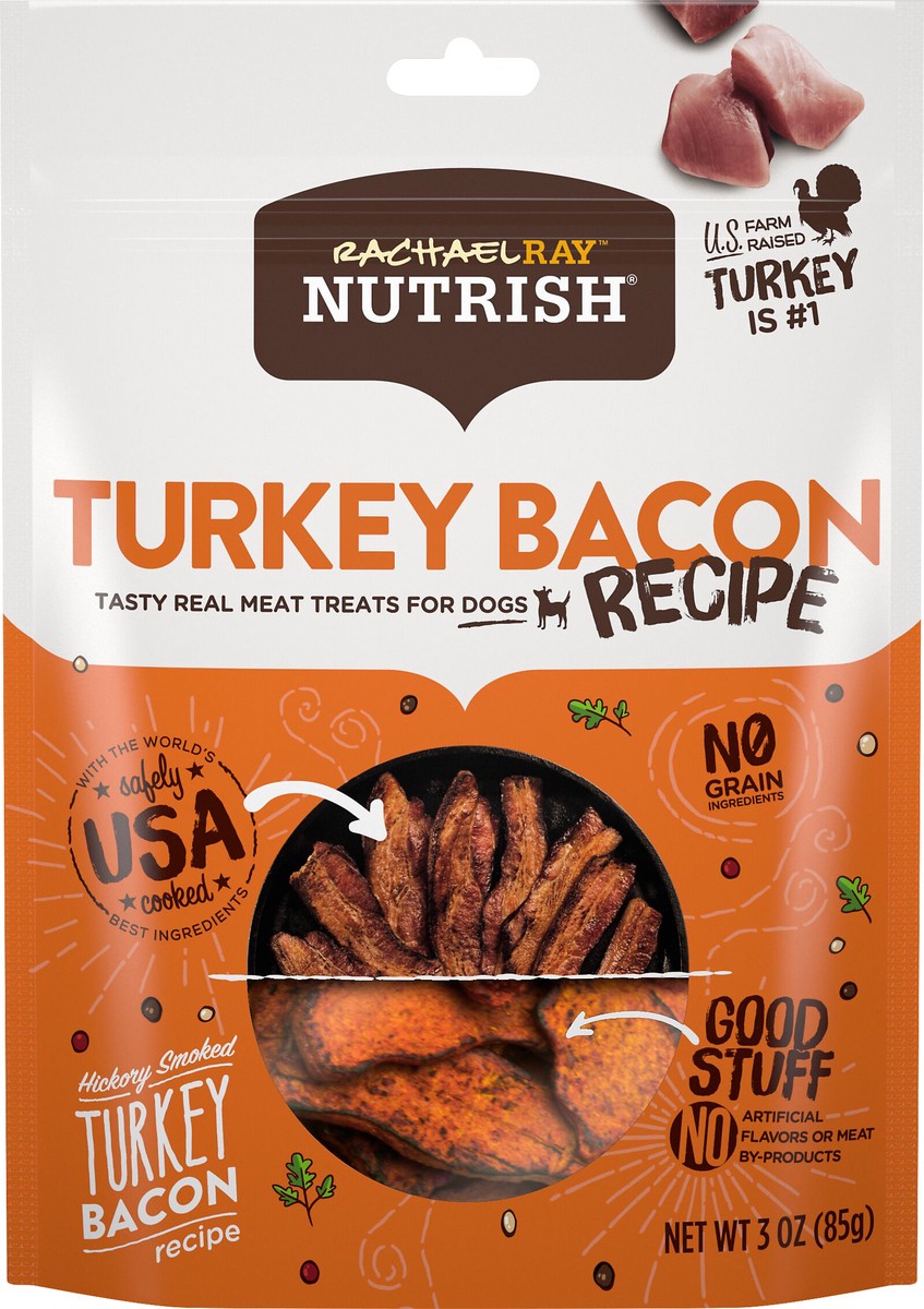 slide 1 of 3, Rachael Ray Nutrish Hickory Smoked Turkey Bacon Recipe Treat for Dogs 3 oz, 3 oz