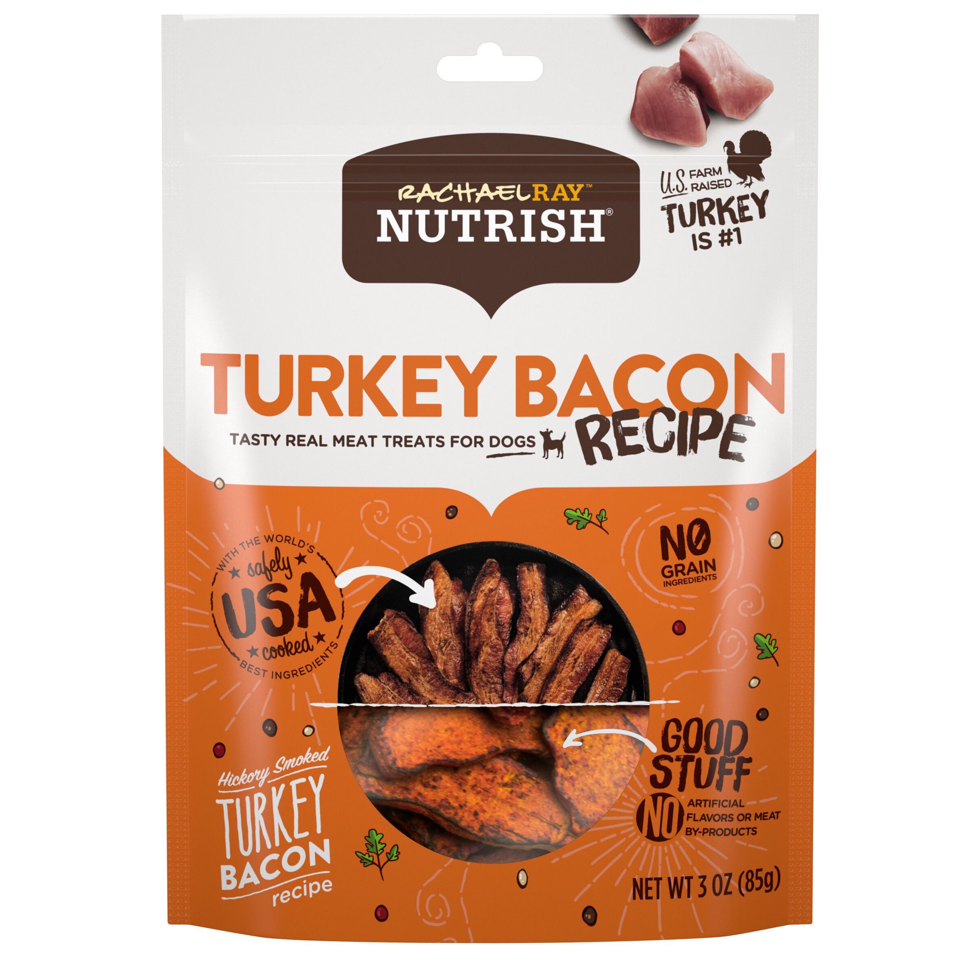 slide 1 of 3, Rachael Ray Nutrish Hickory Smoked Turkey Bacon Recipe Treat for Dogs 3 oz, 3 oz