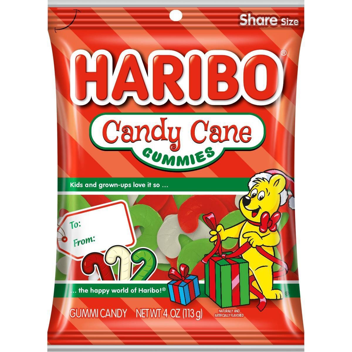 slide 1 of 1, Haribo Goldbears Candy Cane Gummy Bears, 12 ct