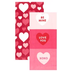 Meijer Corporate Seasonal MCS Red Hearts 2pc Jacquard Kitchen Towel Set, 16 in x 26 in