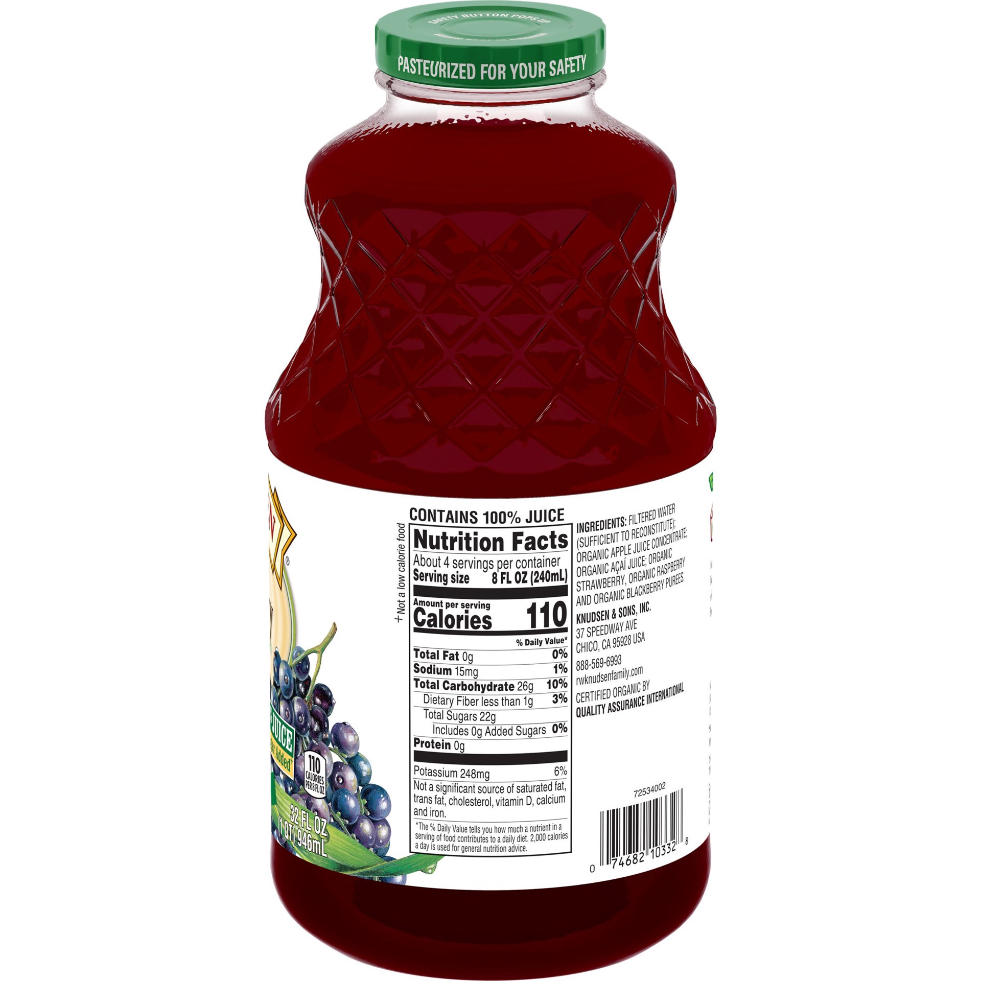 slide 2 of 2, R.W. Knudsen Family Organic Acai Berry Juice, 32-Fluid Ounce, 32 oz