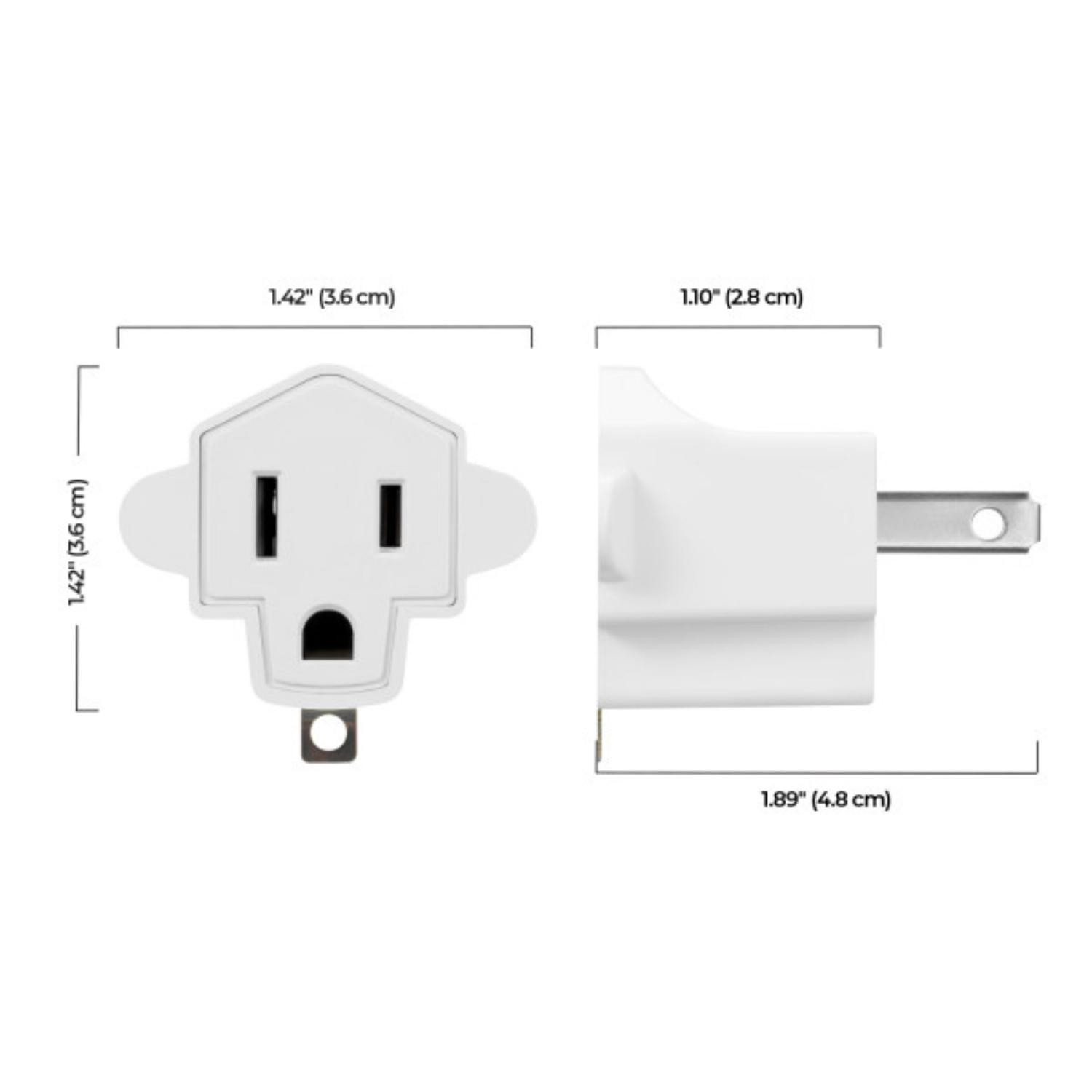slide 1 of 2, Globe Adapter Polarized To Grounded White 2ct, 2 ct