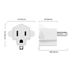 Globe Adapter Polarized To Grounded White 2ct