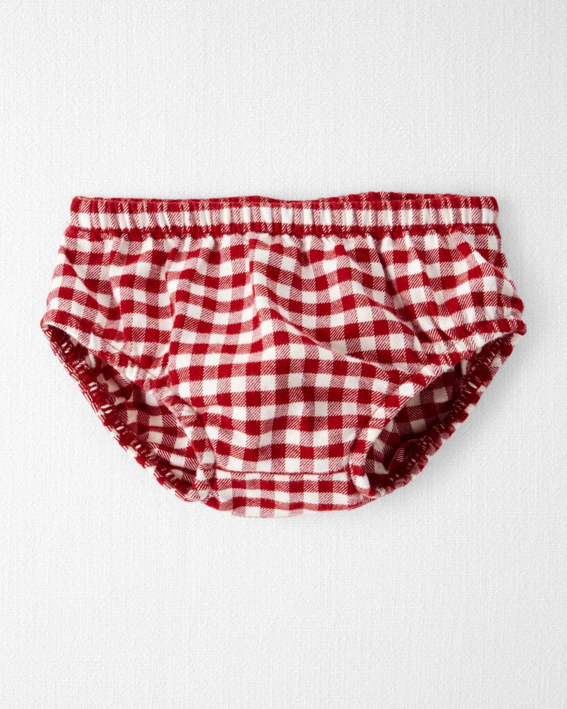slide 4 of 5, Littleplanet Baby Girl Organic Cotton Flannel Dress Deep Red, White 24M, 1 ct