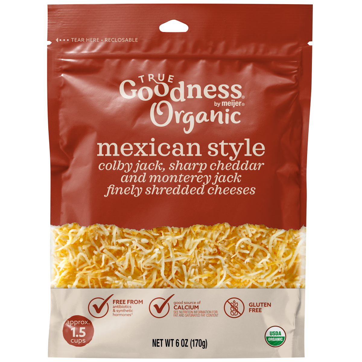 slide 1 of 5, True Goodness Organic Shredded Mexican Cheese, 6 oz