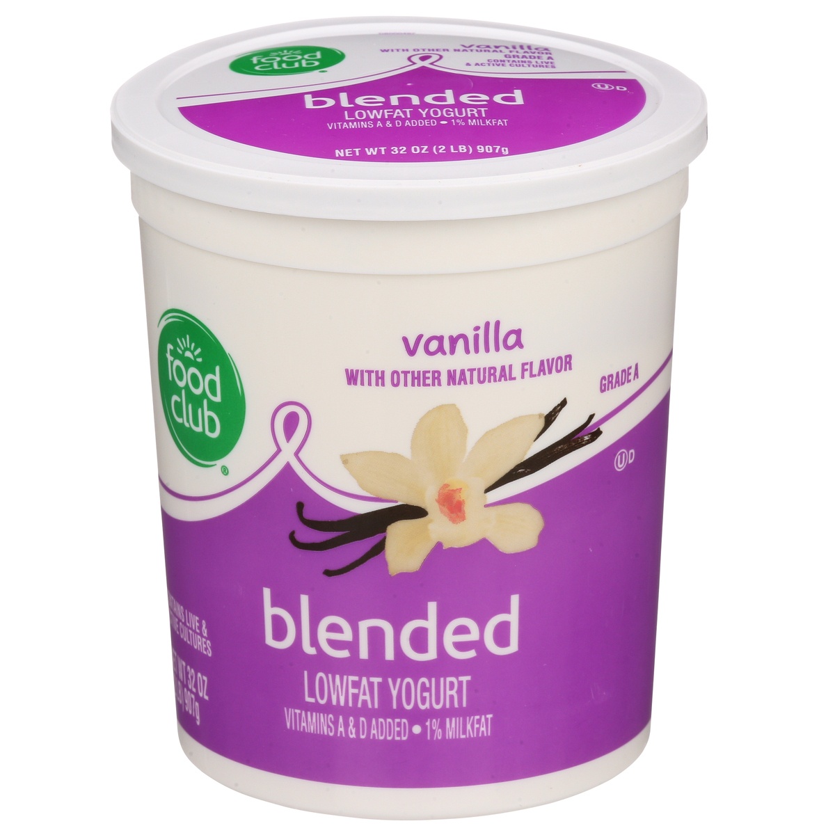 slide 1 of 6, Food Club Low Fat Blended Yogurt - Vanilla, 32 oz