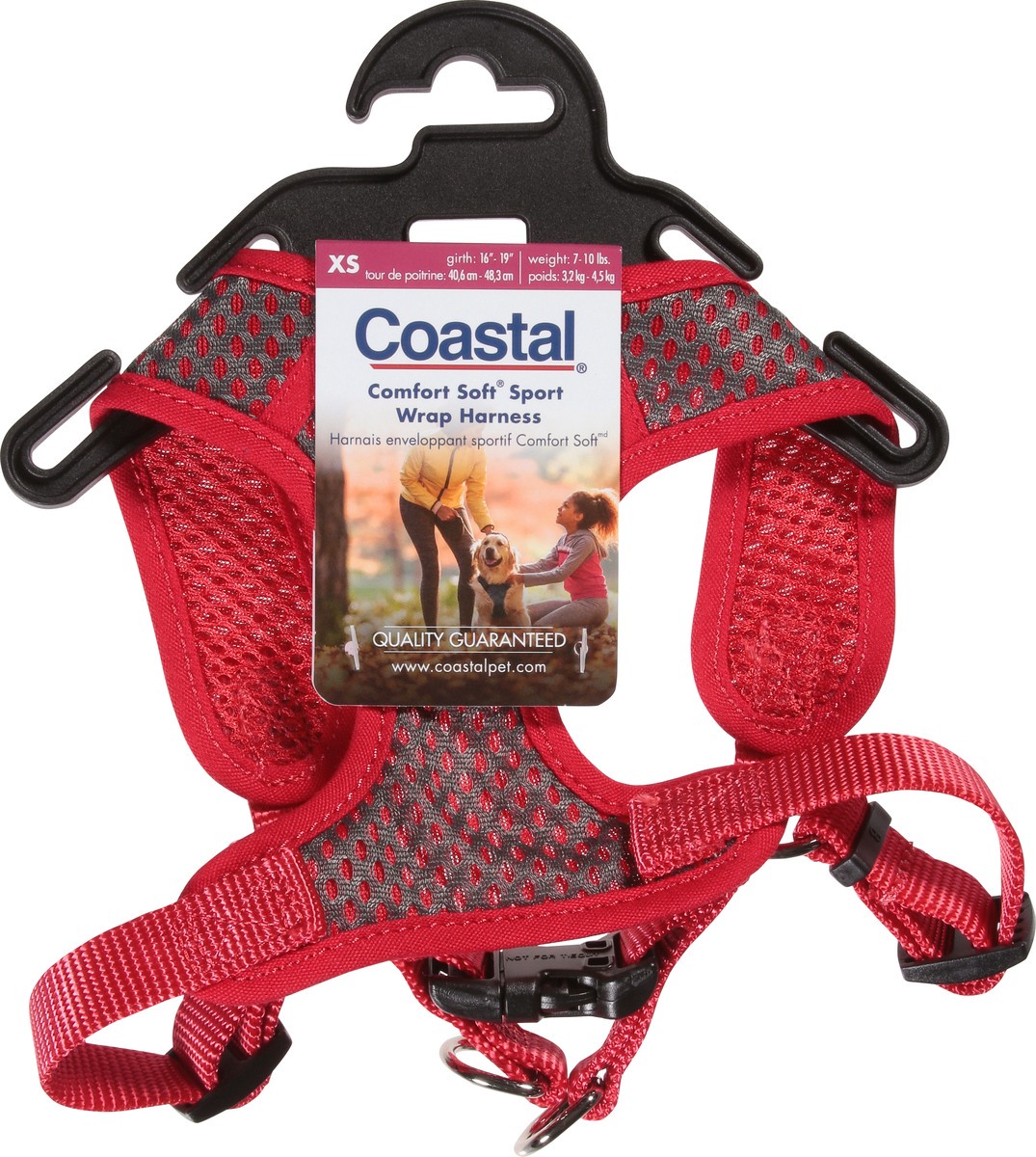 slide 3 of 10, Coastal Comfort Soft Grey with Red Sport Wrap Harness Extra Small 1 ea, 1 ct