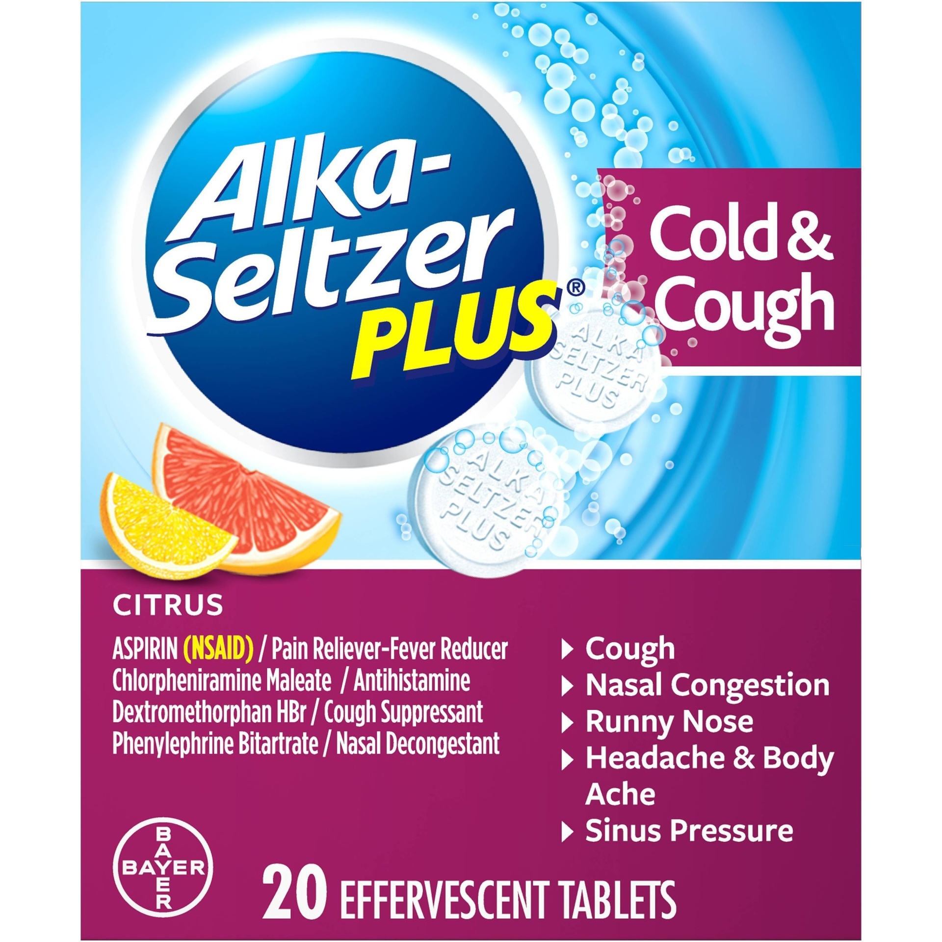 slide 1 of 4, Alka-Seltzer Plus Cold Cough Medicine, 20 ct