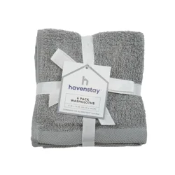 Havenstay Washcloth, 12 in x 12 in, 6 pc, Ultimate Gray