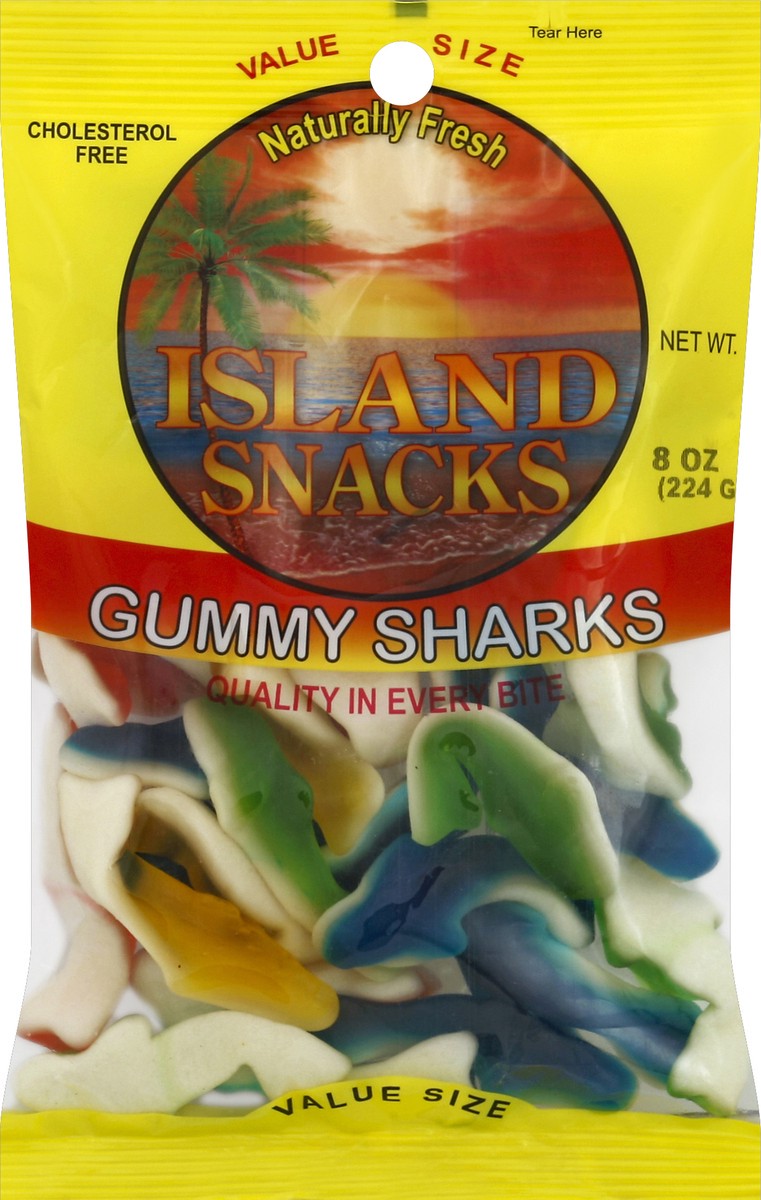 slide 4 of 4, Island Snacks Gummy Sharks 8 oz, 8 oz
