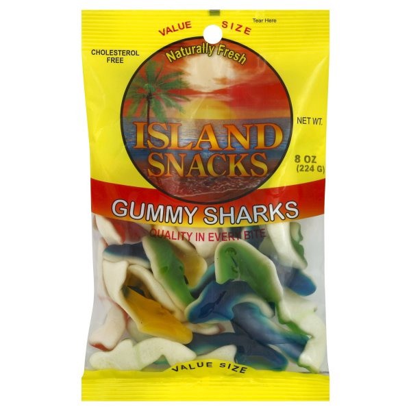 slide 1 of 4, Island Snacks Gummy Sharks 8 oz, 8 oz