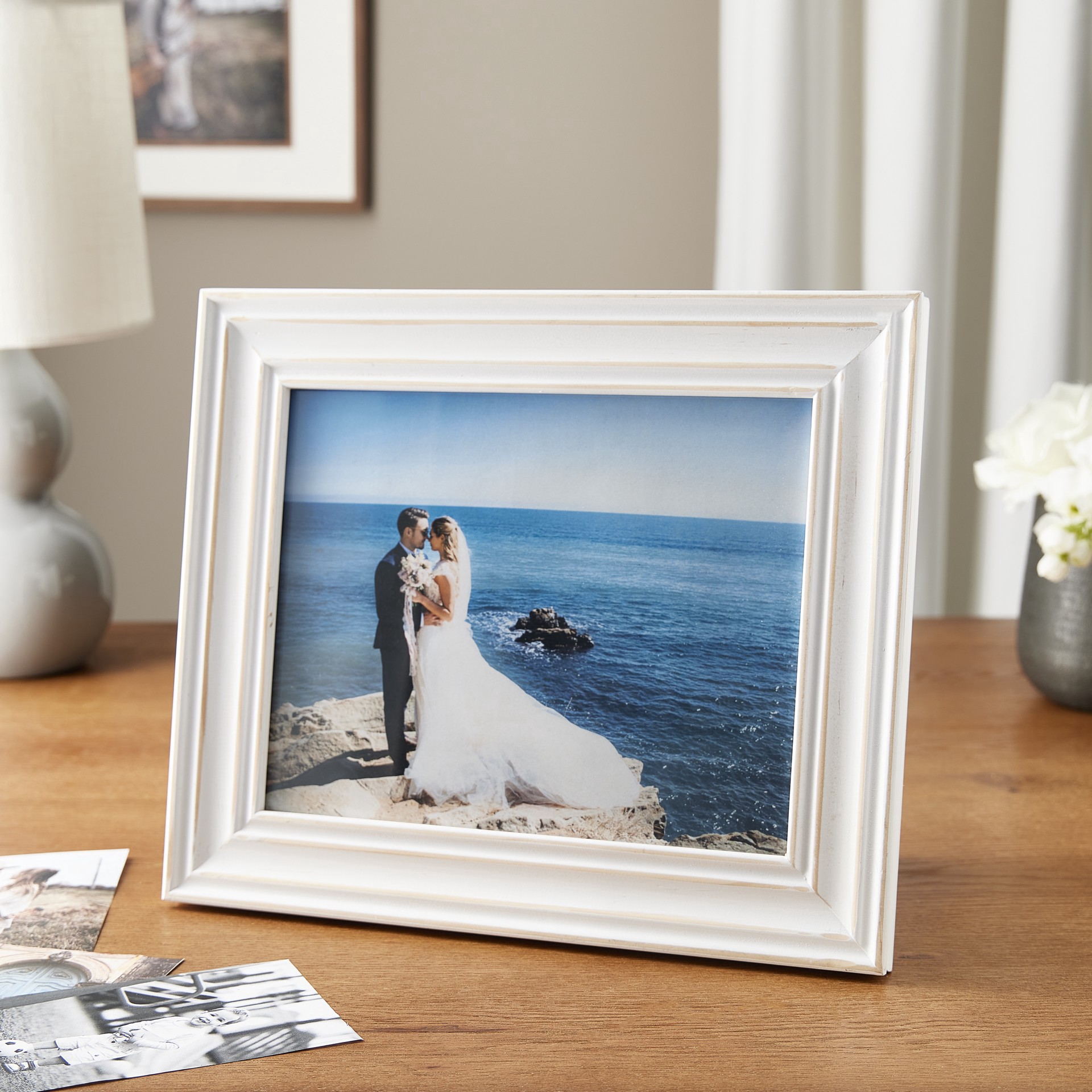 slide 3 of 6, Expressions 8" X 10" White With Distressed Edges Frame By Studio Decor, 8 in x 10 in