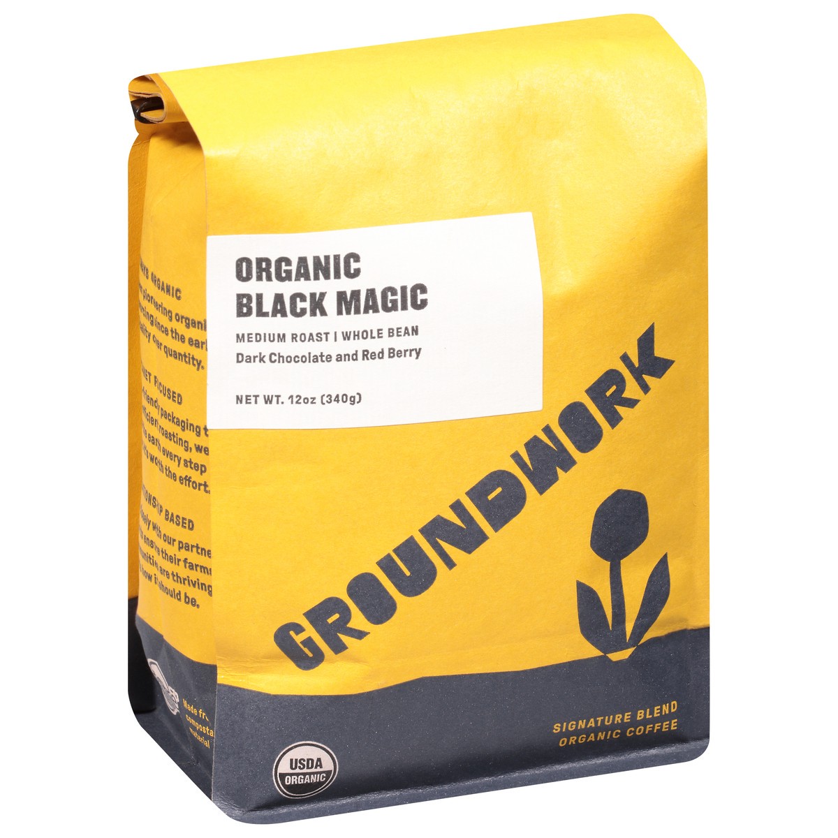 slide 5 of 11, Groundwork Organic Whole Bean Medium Roast Black Magic Coffee 12 oz, 1 ct
