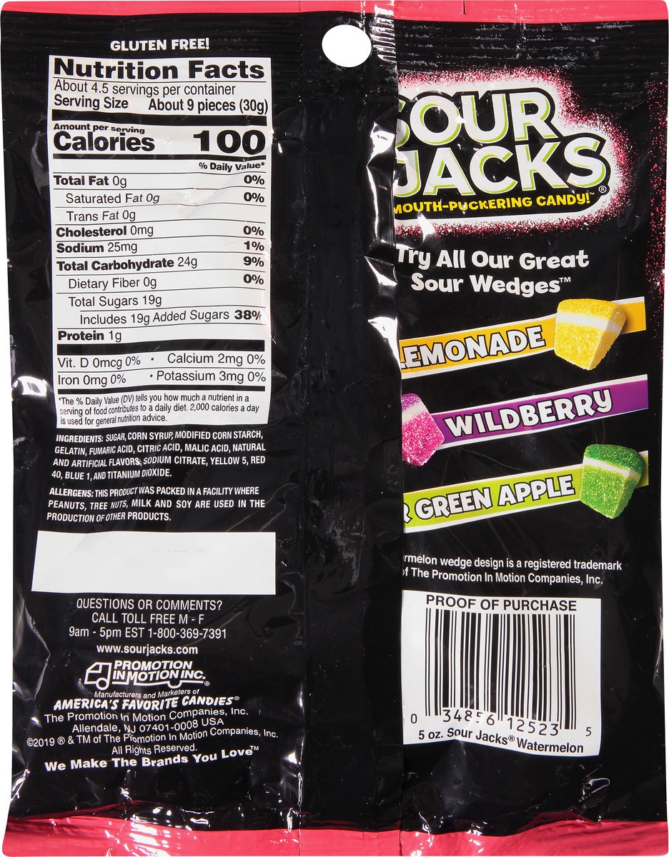 slide 5 of 7, Sour Jacks Sour Wedges Watermelon Candy 5 oz, 5 oz