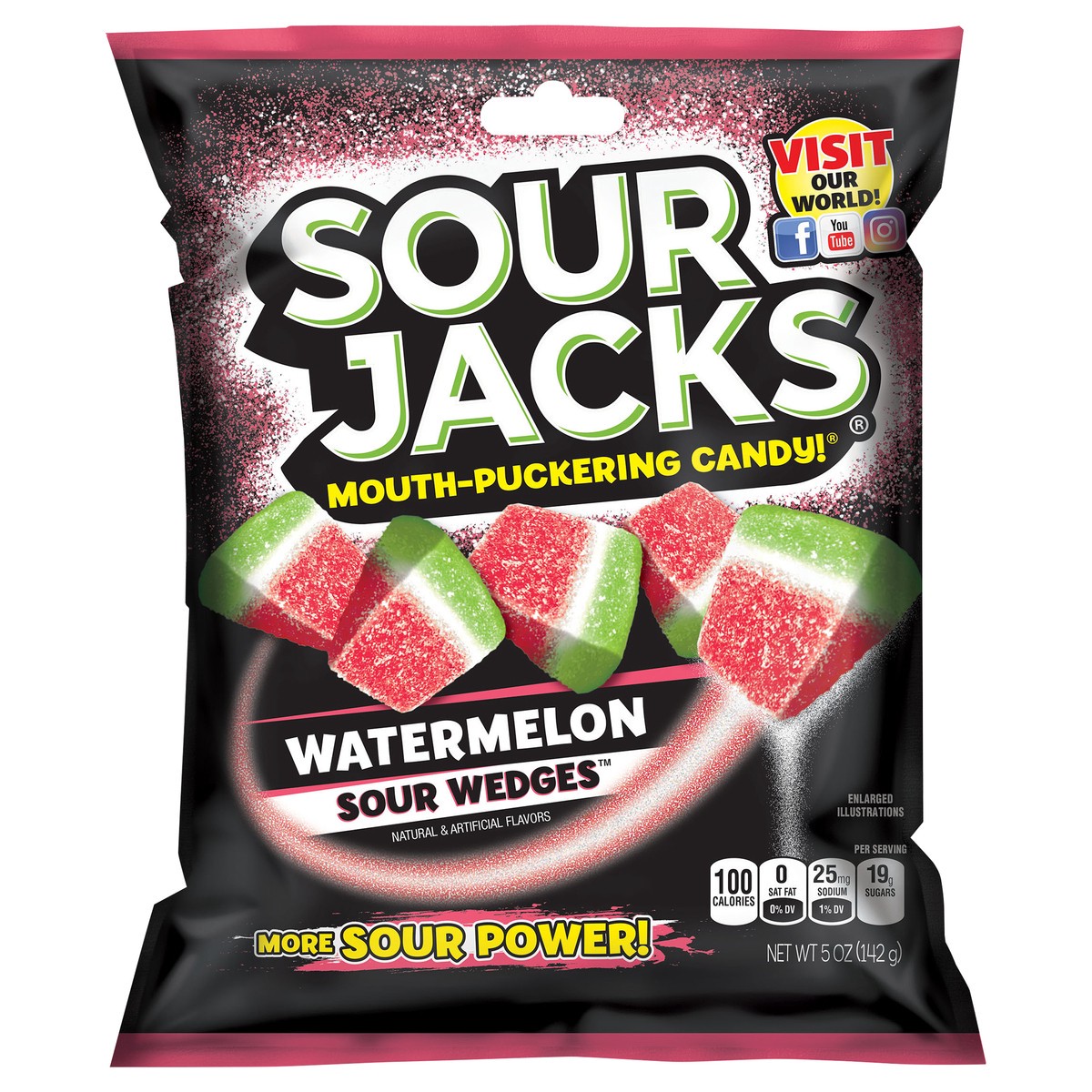 slide 1 of 7, Sour Jacks Sour Wedges Watermelon Candy 5 oz, 5 oz