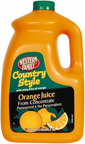 slide 1 of 1, Western Family Country Style Orange Juice - 1 gal, 1 gal