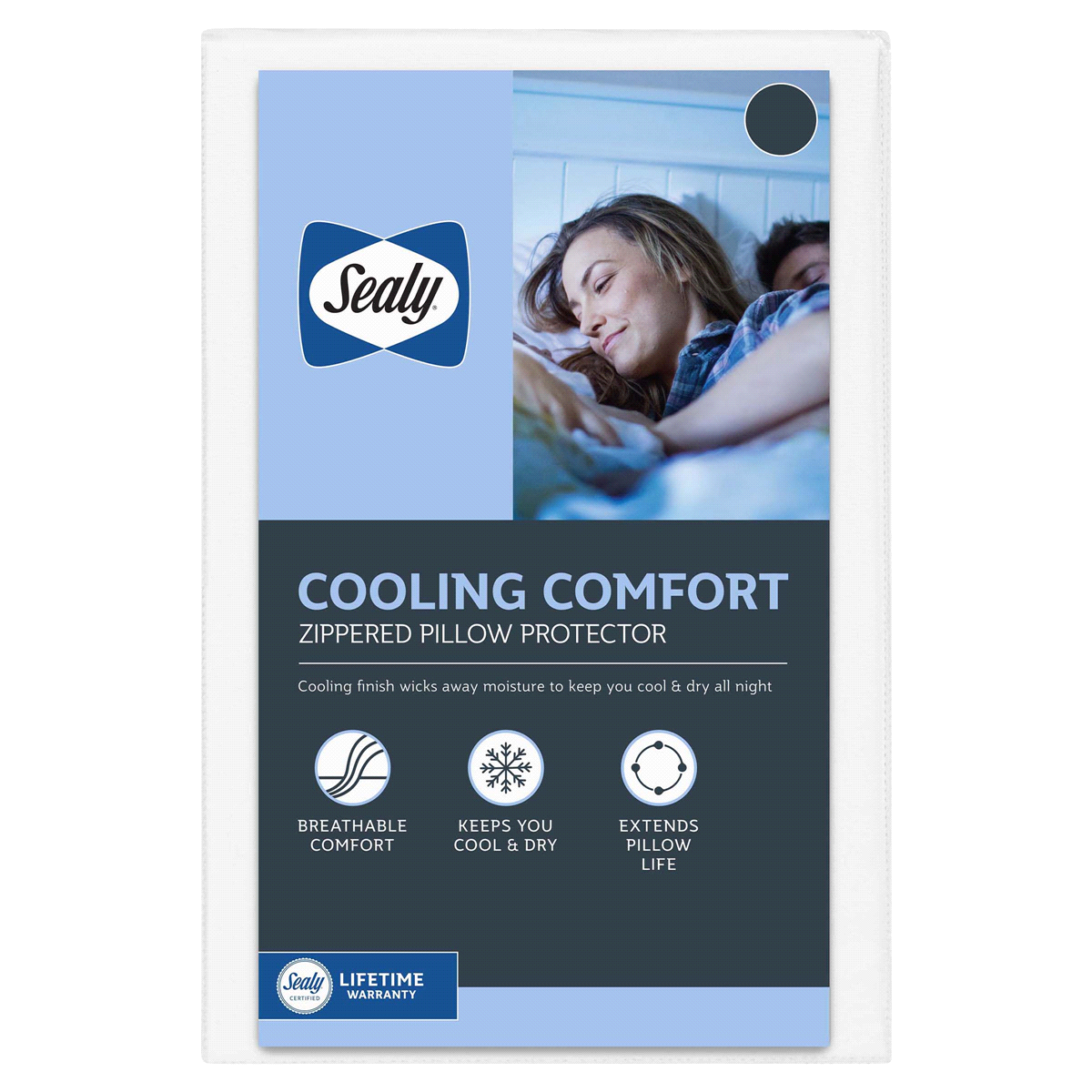 slide 1 of 1, Sealy Cooling Comfort Zippered Pillow Protector - White, 1 ct