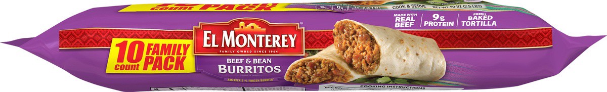 slide 4 of 7, El Monterey Burritos Beef & Bean Family Pack, 10 ct; 40 oz