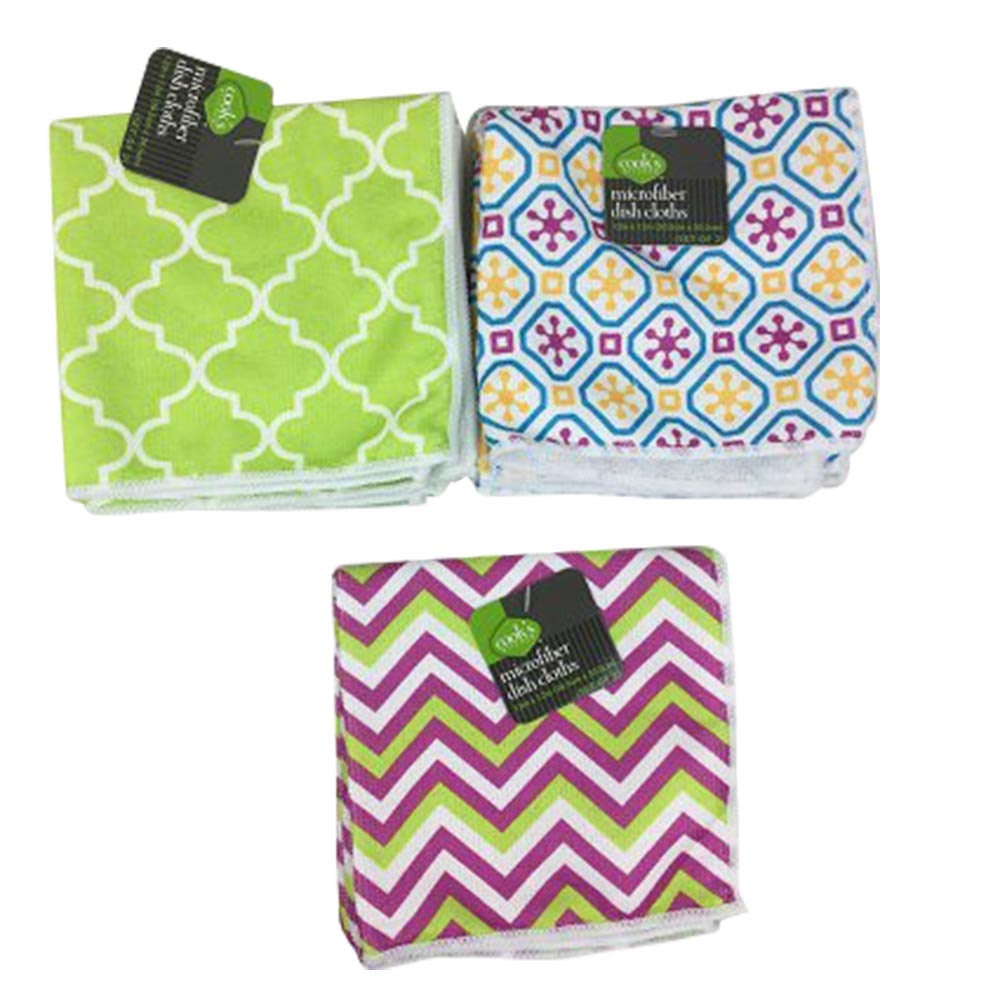 slide 1 of 1, Cook's Kitchen Dish Cloths with Print, Assorted Designs, 2 ct