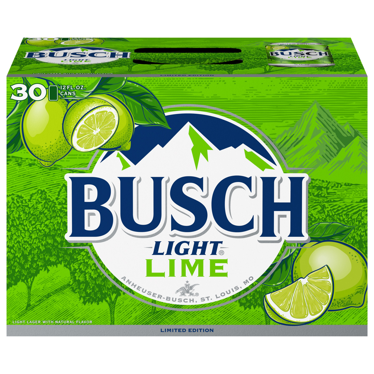 slide 1 of 3, Busch Light Lime American Lager Beer 30 Pack 12 fl oz Cans, 360 fl. oz