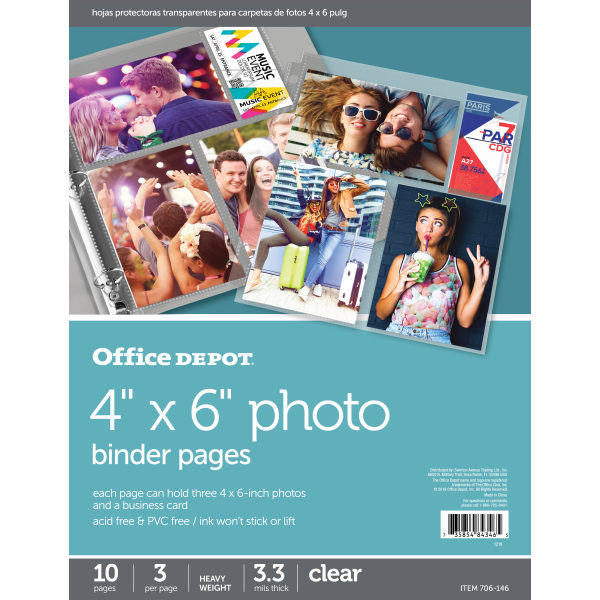 slide 1 of 2, Office Depot Brand Photo Binder Pages, 4'' X 6'', Multi Direction, Clear, Pack Of 10, 10 ct