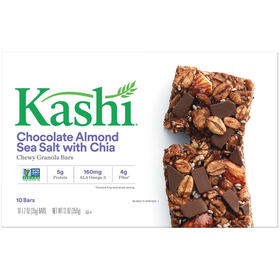slide 1 of 5, Kashi Chocolate Almond & Sea Salt Chewy Granola Bars, 10 ct; 1.2 oz