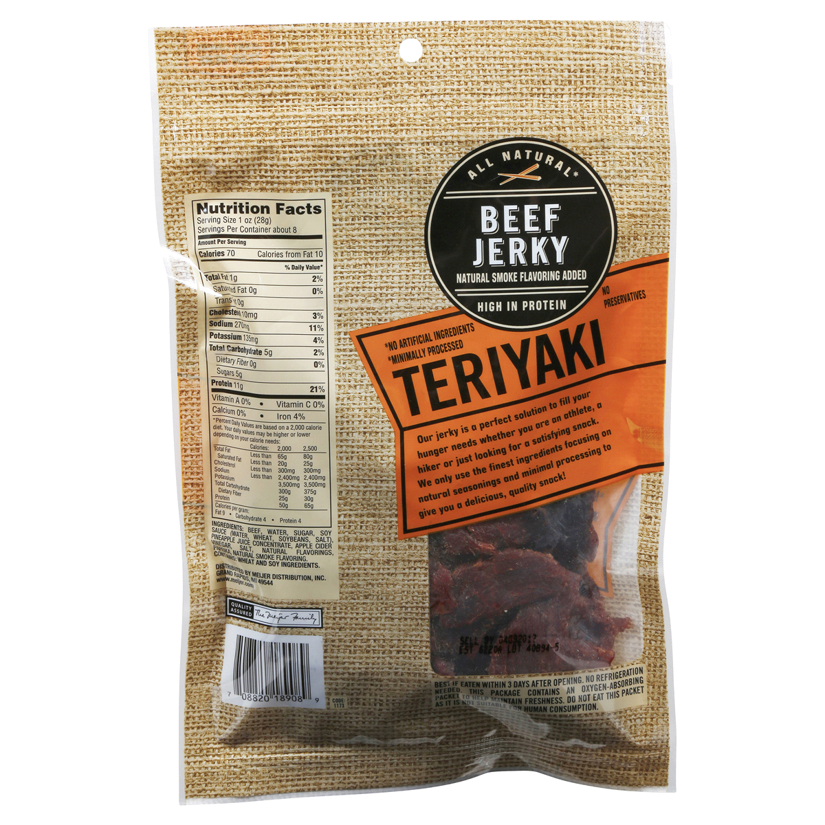 slide 2 of 2, Meijer Teriyak Flavor Beef Jerky, 7.5 oz