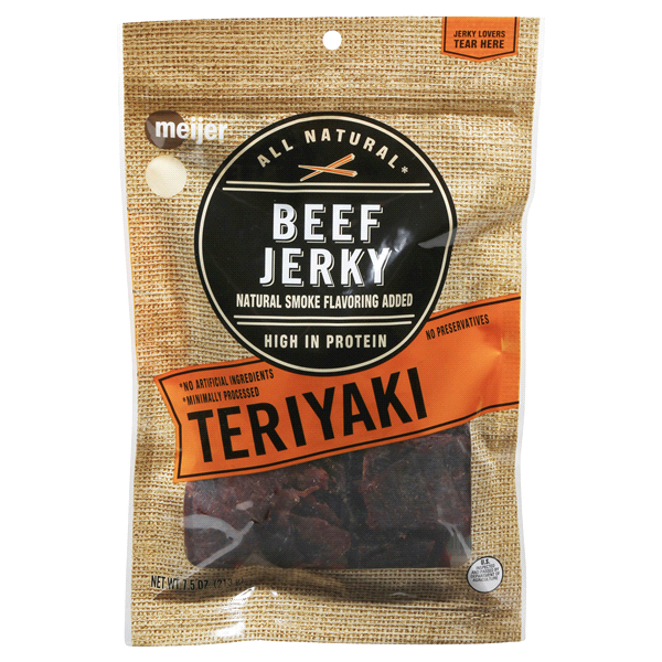 slide 1 of 1, Meijer Teriyak Flavor Beef Jerky, 7.5 oz