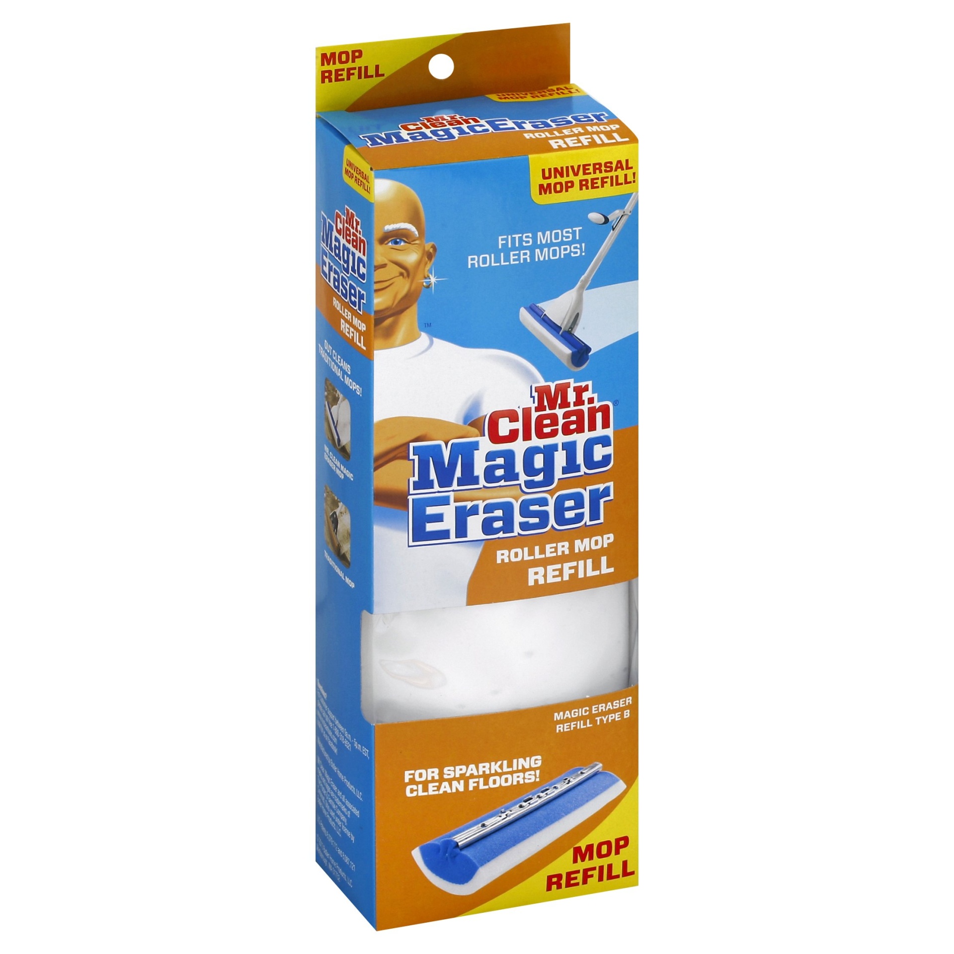 slide 1 of 1, Mr. Clean Magic Eraser Type B Roller Mop Refill, 1 ct