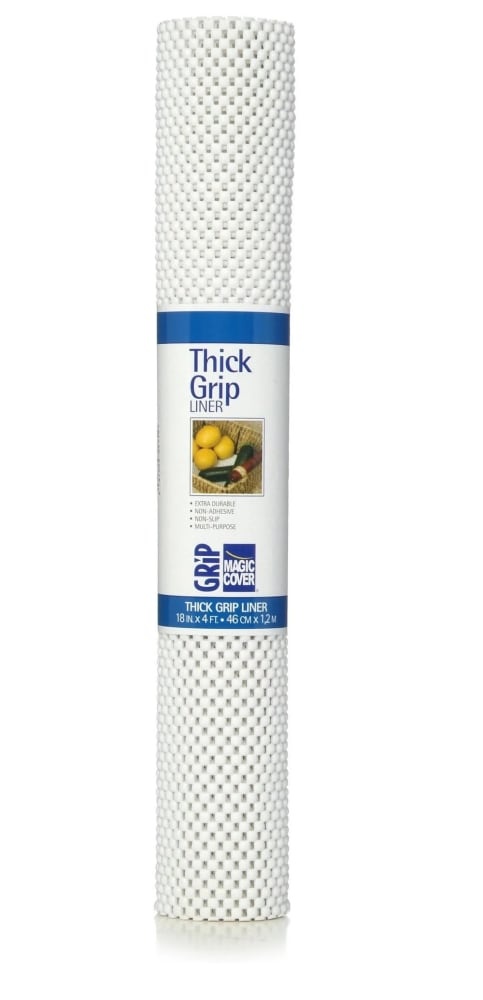 slide 1 of 1, Magic Cover Grip Thick Shelf Liner - White, 18 in x 4 ft