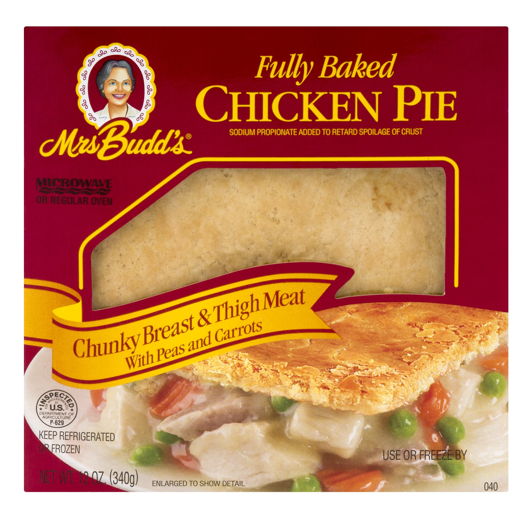 slide 1 of 1, Mrs. Budd's Old Fashion White & Dark Meat Chicken Pie, 12 oz