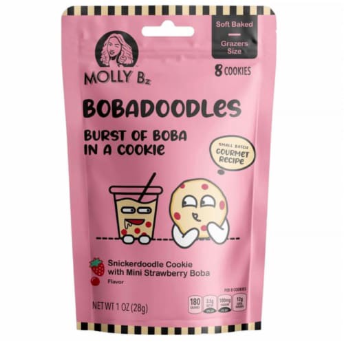 slide 1 of 1, Molly Bz Bobadoodles Snickerdoodles with Mini Strawberry Boba Cookies, 1 oz