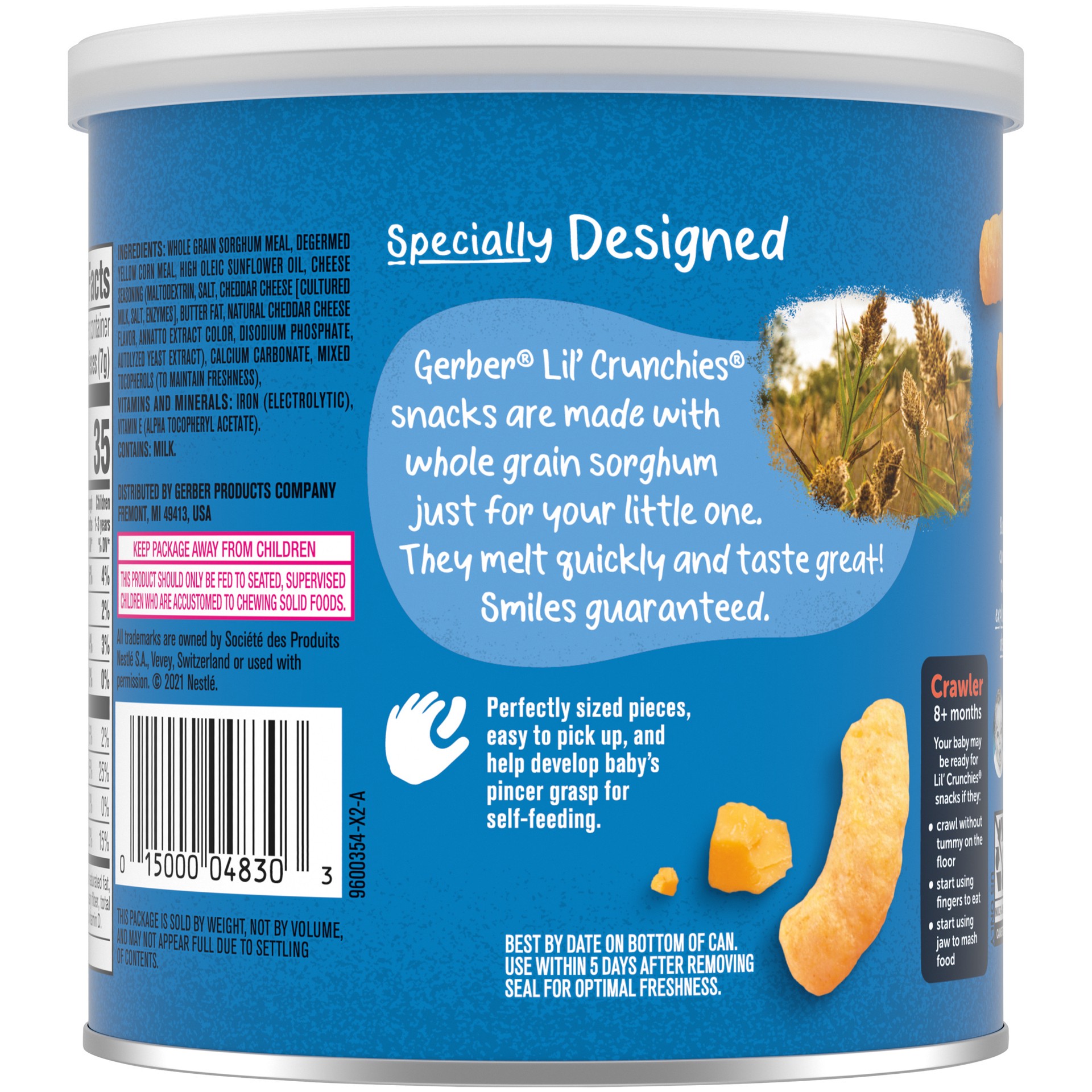 slide 4 of 5, Gerber Snacks for Baby Lil Crunchies, Mild Cheddar, Clean Label Project, 1.48 Oz, 1.48 oz