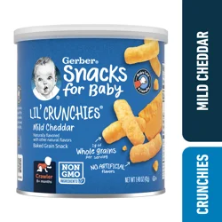 Gerber Stage 3 Baby Food, Mild Cheddar Crunchies Snacks, 1.48 oz Canister