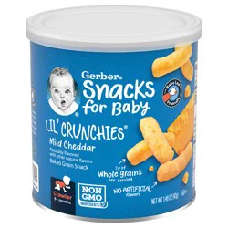 Gerber Lil' Crunchies Baked Corn Snack Mild Cheddar 1.48 oz Snacks Canister