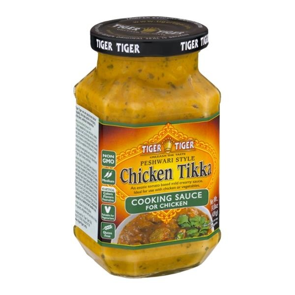 slide 1 of 2, Tiger Tiger Cooking Sauce, for Chicken, Chicken Tikka, Peshwari Style, Medium, 14.8 oz