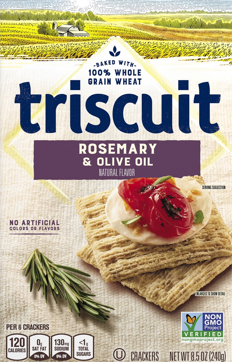 slide 7 of 9, Triscuit Rosemary & Olive Oil Whole Grain Wheat Crackers, 8.5 oz, 8.5 oz
